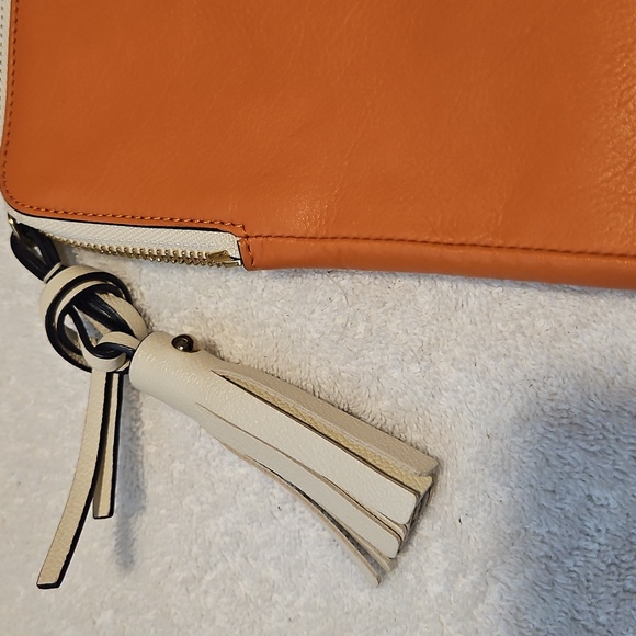 Chloe Orange Leather Pouch with Tassel - Picture 3 of 10